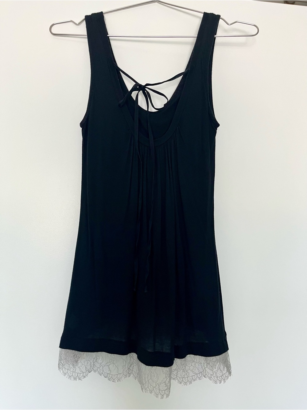 Ella Moss Lace Hem Scoop Neck Micro Modal Tie Back Tunic Top USA